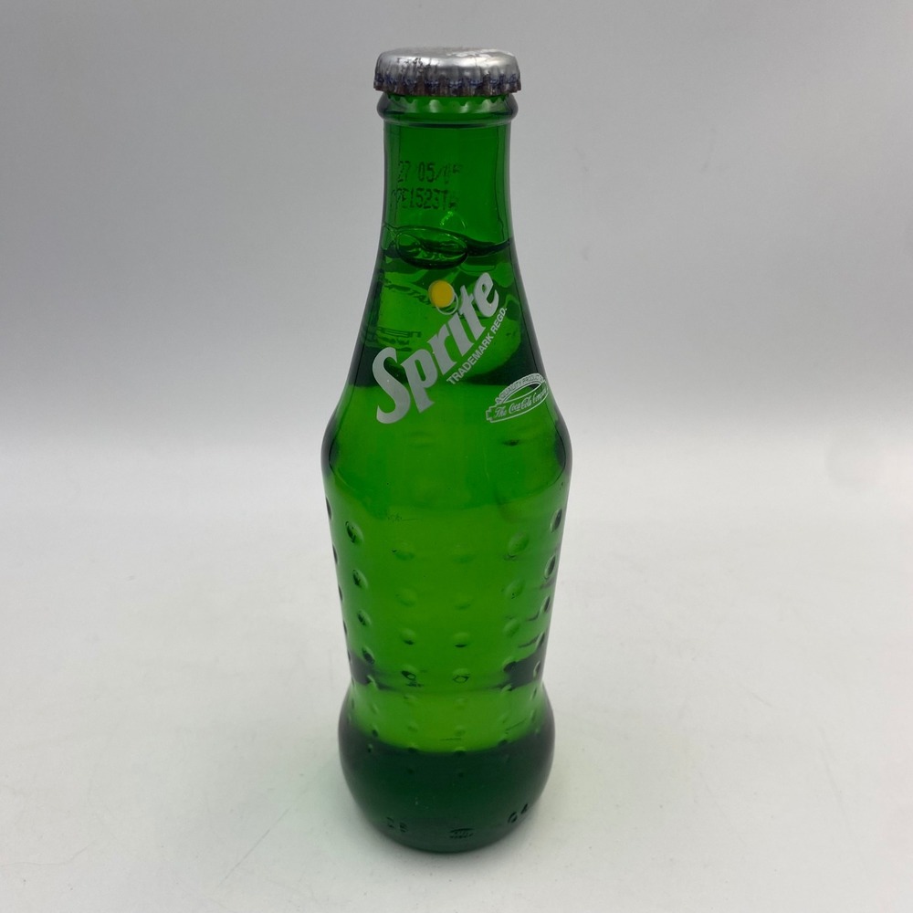 Vintage 1994 Sprite Glass Bottle‎ 250ml Green Dimpled Greek Market Sealed Full